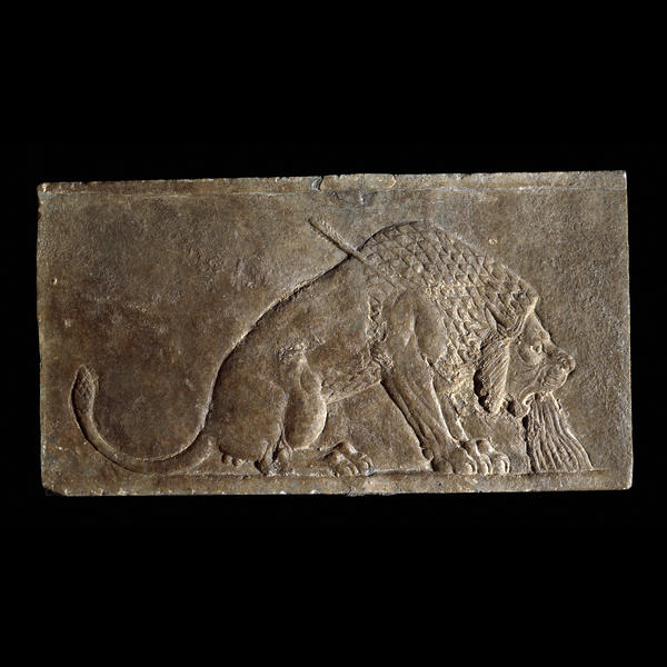 Умирающий лев-каменная панель из дворца Ашшурбанипала [Неизвестен]