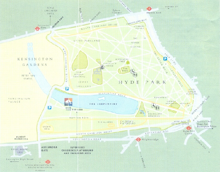 Карта Кенсингтонских садов и Гайд-парка [Неизвестное]