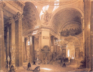 Интерьер Казанского собора в середине 19-го века, акварель Л.Премацци [Л.Премацци]