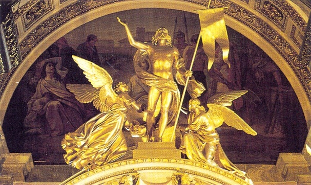 Воскресение Христа, скульптурная группа над иконостасом придела Св.Екатерины. Медь, позолота [Скульптор Н.С.Пименов]